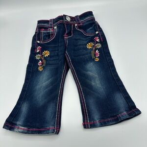 Cowgirl Hardware Jeans Blue Denim Girl Toddler 12-18M Floral Embroidery Gems